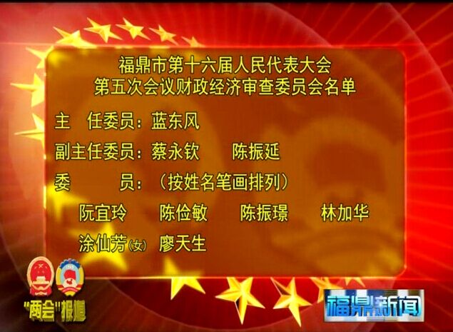 市第十六届人民代表大会第五次会议财政经济审查委员会名单
