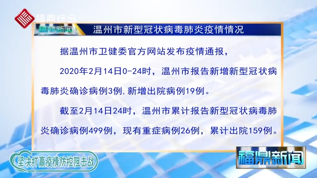 【每日疫情】2020年2月15日温州市新型冠状病毒感染的肺炎疫情通报