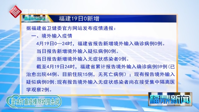 【疫情通报】福建19日0新增